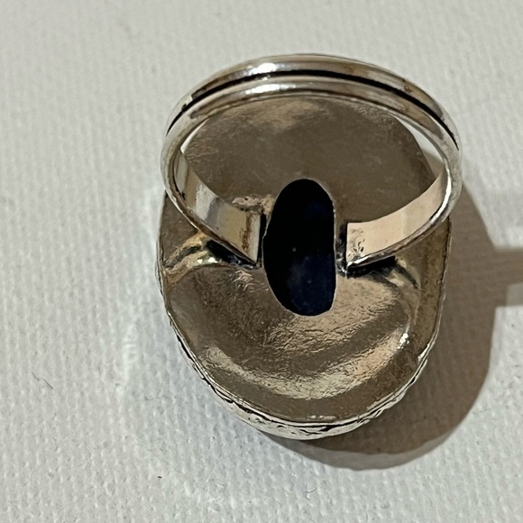 GEMSTONE RING 925 SILVER OVERLAY CRAZY SODALITE SIZE 8.75 - Picture 6 of 8